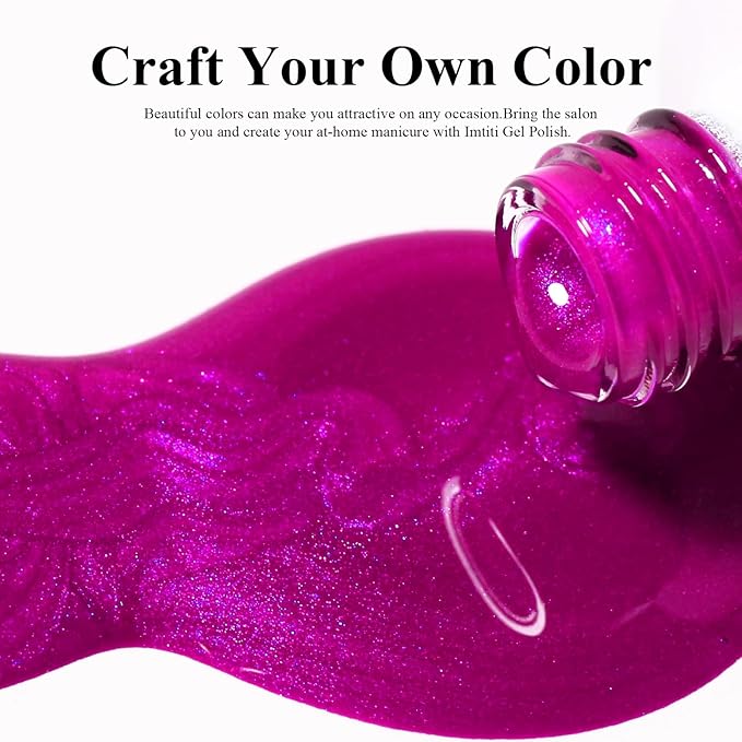 Imtiti Pearl Gel Nail Polish,0.5 Fl Oz Wine Red Glitter Drawing Gel Polish Shell Thread Shimmer Mermaid Nail Gel Polish Soak Off UV LED for Home DIY Nail Art Manicure Salon
