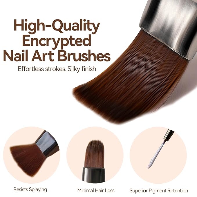 Nail Art Brushes Set with Nail Stand Holder for Press On & Painting Nails,Nail Dotting Tools with Sculpture Pen,Acrylic Nail Brushes for Gel Builder Extensions French Tip,Nail Art Tools Design