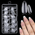 AddFavor 240pcs Almond Nail Tips Clear Full Cover Medium Length Short Almond Fake Nails Acrylic Gel Nail Tips for Salon and Home Nail Art Manicure 12 Sizes
