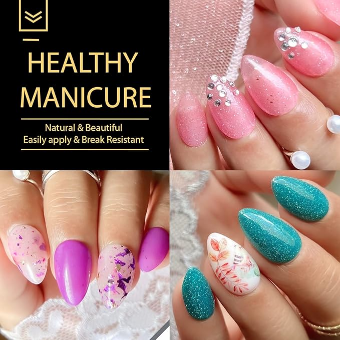 UNA GELLA Gel Nail Kit Nail Extension Kit with Soft Gel Nail Tips Almond Nails Tips 600Pcs with Nail Glue Gel 15ml 1Pcs Innovative DIY Nails Art Home Gelly Tips Acrylic Nail Kit