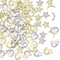 120Pcs 6 Style Alloy Rhinestone Cabochons Platinum/Light Gold Nail Art Decoration Accessories Stars Moon Nail Rhinestones 3D Nail Art Charms for Beautifulr Nail Art Making