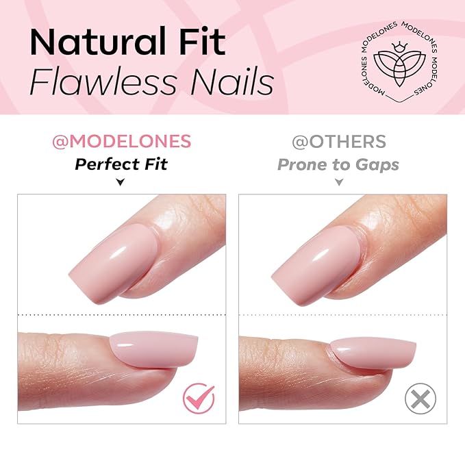 Modelones Chrome French Tip Press on Nails Almond, Short Almond Fake Nails, Nail Kit with Nail Glue Adhesive Tabs Mini Nail File, Nails Press Ons 32Pcs16 Sizes, Women Girl Gift