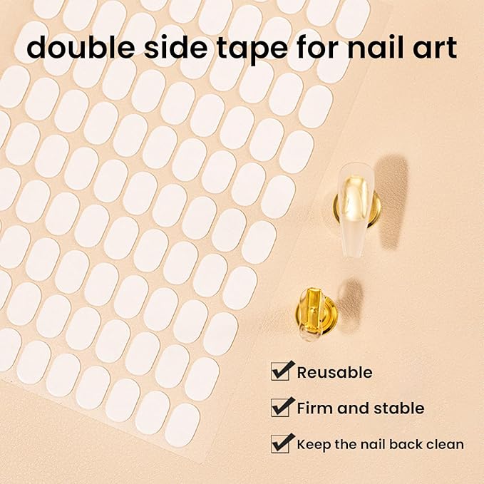 1696 Double Sided Tape for Press On Nails Stand holder Sticky Tabs Nail Art Accessories Nail Display Tape Clear False Tip Adhesive Tape for Practice Design DIY Home Salon