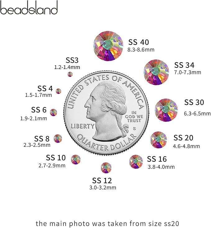 Beadsland 2880pcs Flat Back Crystal Rhinestones Round Gems for Nail Art and Craft Glue Fix, Crystal AB,SS20,4.6-4.8mm