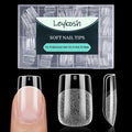 Short Square Nail Tips, 216pcs Acrylic Soft Fake Nails Gel Nail Tips, Full Cover Pre-Shaped Matte Clear Press on Nails for Extension, Diy at Home Manicure 12 Sizes