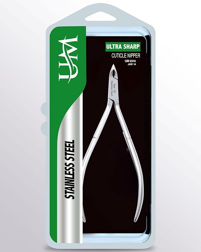 UM Supplies Cuticle Trimmer | Hangnail Remover | Extremely Sharp | Professional Cuticle Nippers | Stainless Steel | Cuticle clippers | Pedicure Manicure Tool (jaw 14) 5mm (Double Edge)