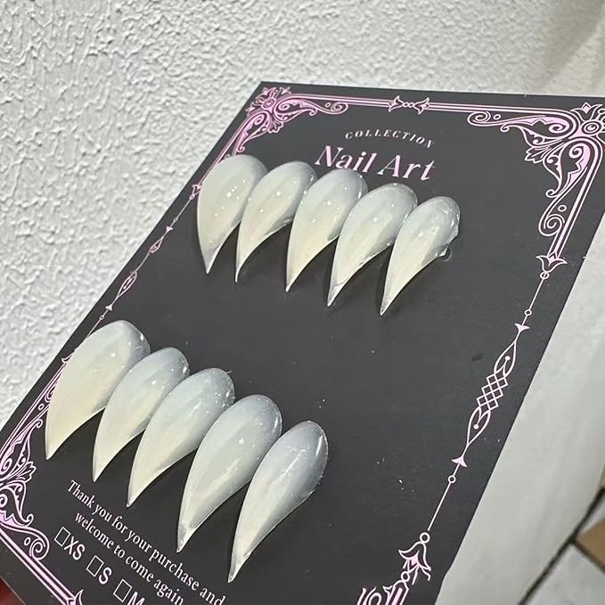 10 Pcs Handmade Press on Nails Short Curved Unique Stiletto Eagle Claw Acrylic Fake Nail with Dragon Claw Design Thickened Goth Nails Press Ons Full Cover Reusable Glue on Nail for Women（S）