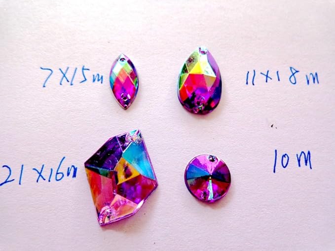 300pcs Mixed Shape Size deep Blue Crystal sew on Rhinestones Acryl Loose Beads Hand Sewing Strass