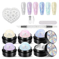 3D Gel Nail Art Kit-Aurora Solid Builder Gel for Nails 3D Sculpting Carving Building Modeling Hard Extension for Beginner DIY Salon at Home Cured Needed