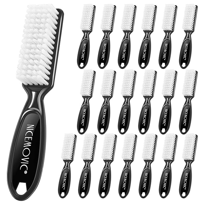NICEMOVIC 20 Pcs Nail Brush for Cleaning Fingernails, Handle Grip Scrubber Brush, Hand Fingernail Cleaner Manicure Tools Scrub Cleaning Brushes, Use for Toe and Nail (Black)