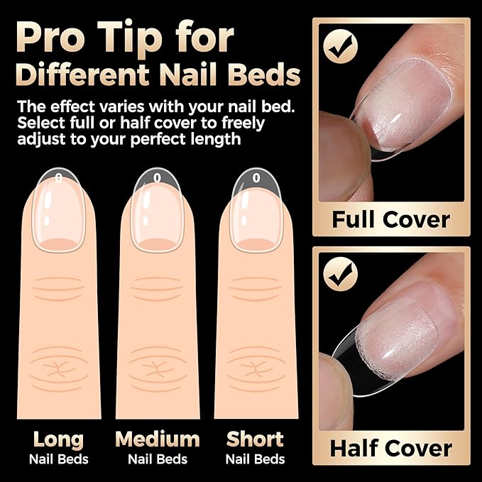 Short Oval Round Nail Tips: 504Pcs Tri-Layer Core Soft Gel Short Nail Tips Pre-shaped Oval Shape Half Matte Full Cover No Filed Clear Press on Nails Extension DIY Salon 12 Sizes