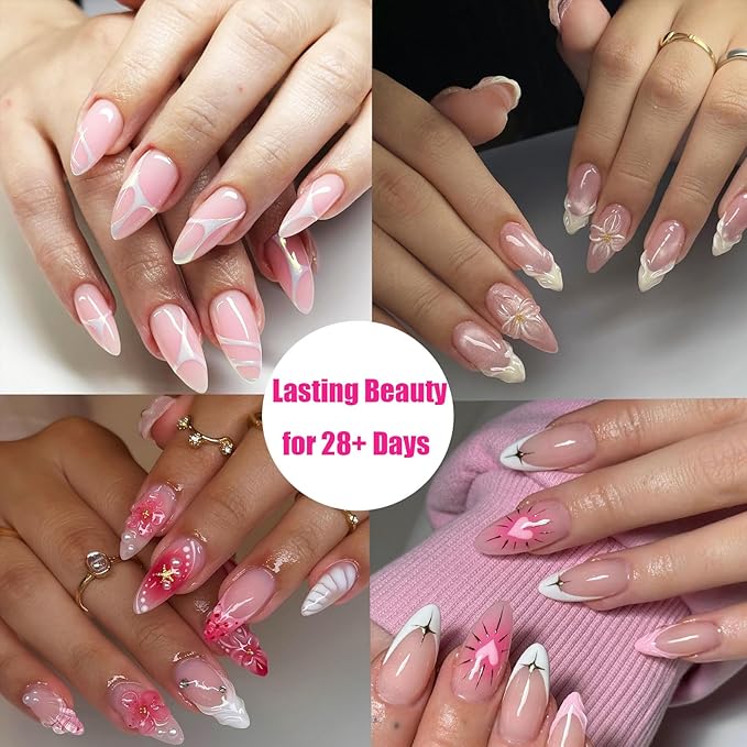 Press On Nails Thicker Medium Almond Nail Tips,600pcs Gel Flase Nails Tips Acrylic Tip, 15 Sizes 00-13 Fake Tips,Nails Tips, Soft Acrylic Press On Nail Valentines Gifts for Women