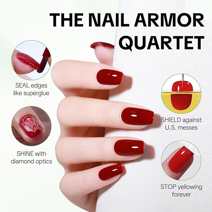 Top Coat Set for Nails, Crystal Clear Glossy with Chip & Scratch Resistance, Long Lasting 28+ Days, Brush on Beginner Friendly for Home DIY Salon Manicure(U V Lamp Needed)