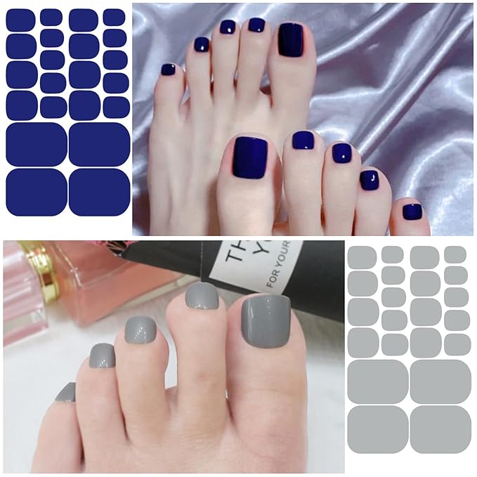 WOKOTO 20 Sheets 440 Pieces Gel Nail Polish Stickers For Toe Nails Art Gel Wraps For Women, Toe Nail Polish Strips Solid Nail Stcikers Full Nail Wraps Toenails Stickers Stick On Nails Polish Wraps