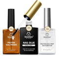 Beetles 3Pcs 15ml HEMA-Free Nail Prep & Glue Set, Professional Protein Nail Prep Acid-Free Dehydrate Bond Primer, TPO Free 9 in 1 Nail Glue Gel for Nail Tips Clear Press On Nails Nail Extension
