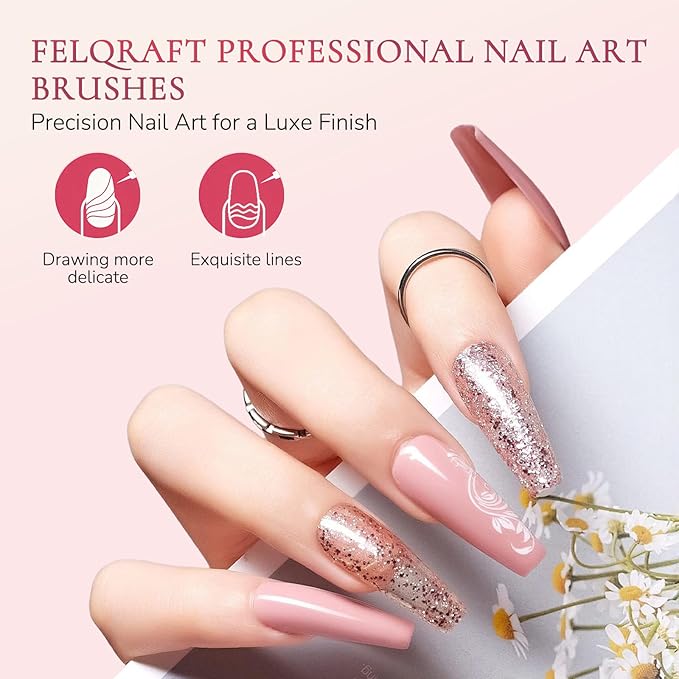 Dual-Head Nail Art Brush, French Tip Brush & Cat-Eye Magnet, DIY Nail Tools for Builder Gel & Acrylic Materials, with Wooden Handle