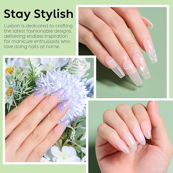 Luxbon 7 IN 1 Builder Base Color Gel Nail Polish Set, 6 Colors Nail Extension Enhancement Nude Gel Polish Pink Peach Nail Polish for Nails UV LED Soak Off Nail Art Design Gifts for Women Kit 010