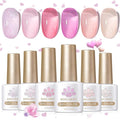 BORN PRETTY Jelly Gel Nail Polish Set,Sheer Nude Pink Natural Color Ice Transparent Tranlusent Gel Polish Kit for Salon Manicure and Nail Art DIY at Home 6PCS 7ml