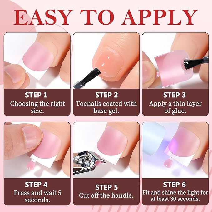 150pc White French Tips Press on Toenails Women Fake Toenail with Glue Tab, Berry Pink Toe Nail Press ons Nails Short Square Fake Toe Nail Tips French Glue on Toenails Stick Acrylic Toes Nails Kit