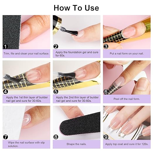 SAVILAND 5 in 1 Clear Builder Nail Gel - 15ml Quick Building Nail Strengthener Gel Castor Oil Vitamin E Builder Nail Gel in a Bottle for Damage Nail Repair Nail Extension Nail Decoration Professionals