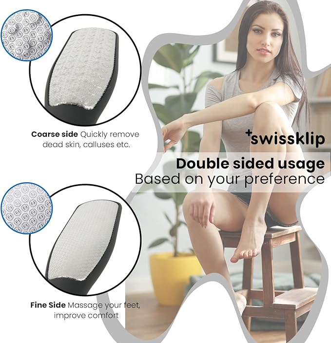 Swissker by Swissklip Foot File Callus Remover for Feet I A Perfect Heel Scraper for Cracked Heels I Luxurious Foot Scraper for Callus Removal and Dead Skin Remover for Feet (3 Pack)