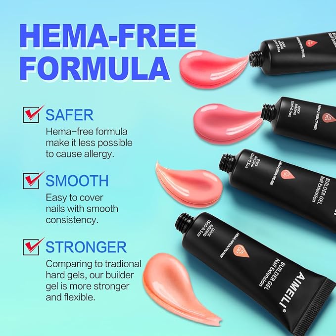 AIMEILI Poly Nail Enhancement Gel Builder - DIY Salon Nail Art at Home - Hema Free - 064
