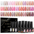 MEET ACROSS 27PCS Gel Nail Polish Set,27 Colors Gel Nail Kit Art Design Soak Off UV LED,Nail Art Design Gifts for Women