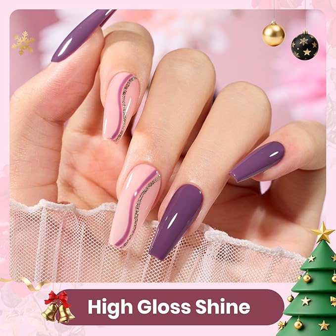 Beetles Purple Gel Polish Set - 6 Color Spring Purple Burgundy Maroon Mauve Plum Gel Polish Kit, Soak Off UV LED Nail Gel for Autumn Manicure Nail Art Gifts for Women
