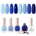 AZUREBEAUTY Nail Polish Set, Quick Dry Non-Gel Fingernail Polish, 4 Colors(Sky Baby Royal Navy Blue) Glossy DIY At-Home Manicure Gift Set for Women