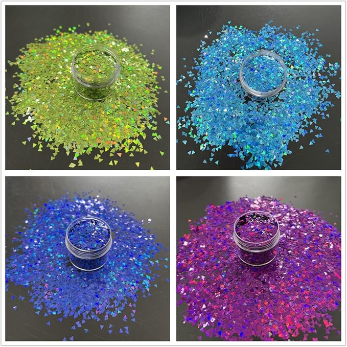 DIY 12pcs Color Set Nail Sequins Laser Triangle Shape Glitter Flakes Manicure Art Decoration Accessories Tools LB-Triangle