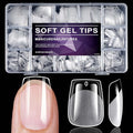 510pc Short Coffin Nail Tips, Soft Gel Nail Tip Coffin Fake Nails Artificial Fingernail, 15 Sizes Full Cover Clear Press on Nail Short Acrylic Nails Tips for Nail Extension, Press Nails Making