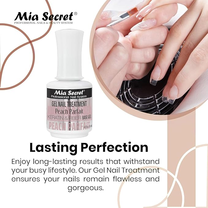 Mia Secret Professional Peach Parfait Scented Gel Nail Treatment Keratin Base & Top Gel 0.5 FLoz