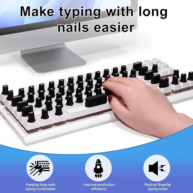 70 Pcs RaisedTip Keyboard Stickers for Long Nails with Letters: Adhesive Typing Bubbles for Women,Office & Gaming Girls Accessories Gift