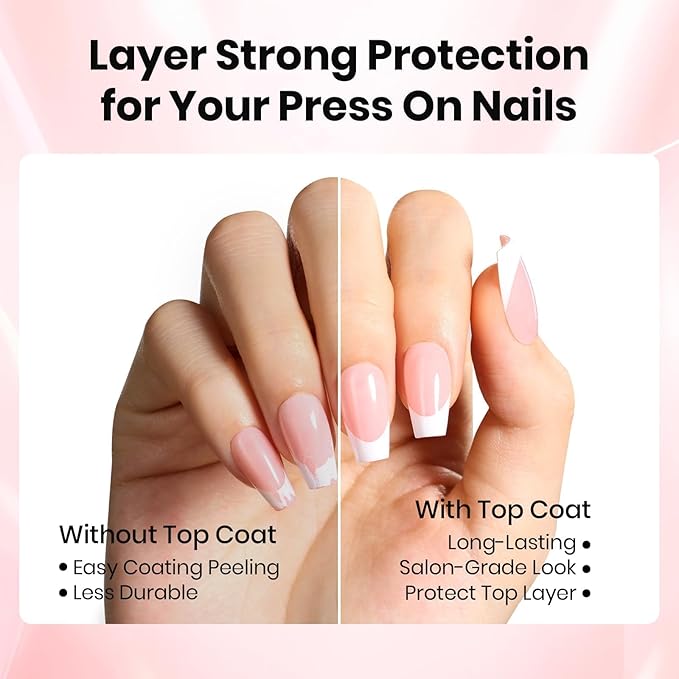 Beetles HEMA-Free Nail Glue & No-Wipe Top Coat Set, 2Pcs 15ml TPO-Free Strong Hold for Press-On Nails & Nail Tips, Easy Soak-Off, Mirror-Shine, Beginner-Friendly & Gentle for Sensitive Nails