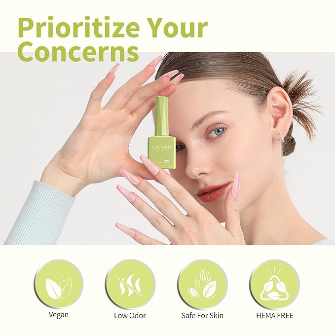 CANNI Pastel Green Gel Nail Polish, 1Pcs Sage Light Green Gel Polish Lime Mint Color High Gloss Soak Off U V French Nail Manicure Salon DIY