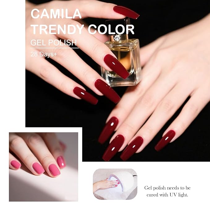 CAMILA ¿ 6pcs 15ml Hema Free Tpo Free Gel Polish Set Red Pink Nude Gel Nail Polish Kit Soak Off Gel Polish Manicure Salon For Women C Set