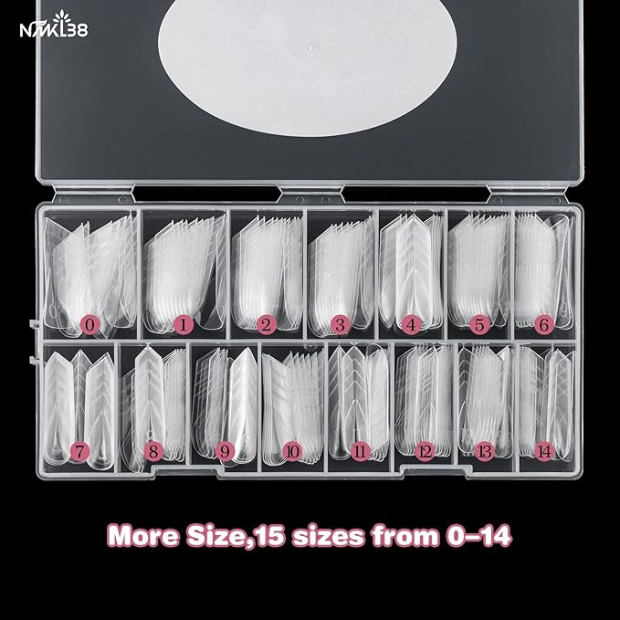 NMKL38 150PCS Dual Nail Forms 15 Sizes Extension Poly Nail Gel Full Cover