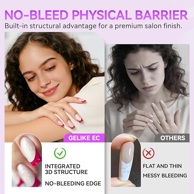 Gelike EC Dual Forms for Builder Gel: Square Space French Dual Nail Form Work with Polygel and Extension Gel - 15 Sizes 120PCS Reusable 20+ Times Clear 3D Acrylic Molds Kit with Straight Side C-curve