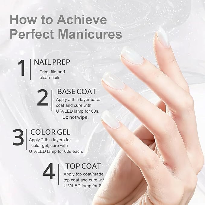 JODSONE 18ml Jelly White Gel Nail Polish Elegant White Large Capacity Crystal Gloss Nail Art DIY Home Nail Salon