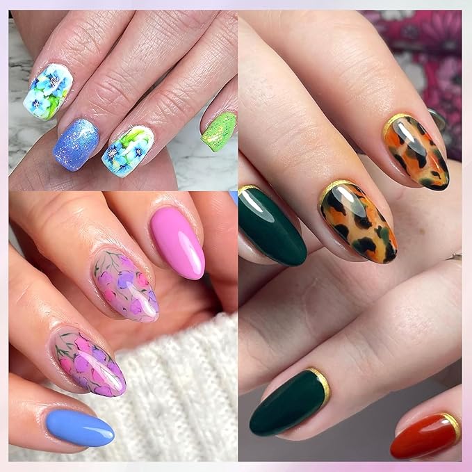 LoveOurHome 30 Sheet White Flower Tranfer Nail Foils Sticker Decorations, Floral Nail Tranfer Foil Stickers Marble Nails Stickers Decals Metallic Fingernail Tip Foil Sheet Gel Acrylic Nails Accessory