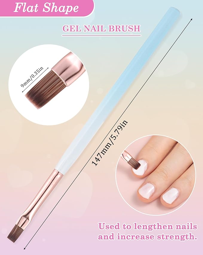 outopen 3Pcs Nail Art Clean Up Brushes, Oval/Flat/Angled Fine Nail Brushes Set Professional Nail Painting Brushes for Cleaning Polish Mistake and Nail Gel Application