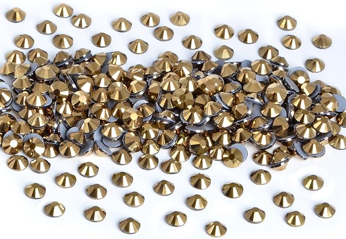 NCB 2880pcs Hotfix Rhinestones, Round Flatback Crystal Glass Hot Fix Rhinestones for Crafts Clothes Shoes Shirts Caps Decoration (Aurum, SS4 1.6mm)