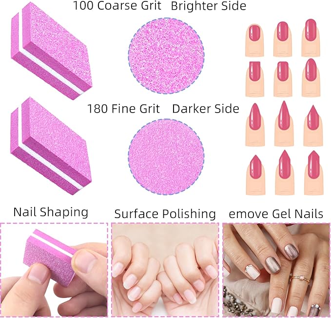50 Pack Nail Buffers,100/180 Grit Mini Buffer Block, Mini Nail Files for Acrylic & Natural Nails,Double-Sided Buffing Blocks for Manicure & Pedicure, Salon & Home Use (Multi-Colored)