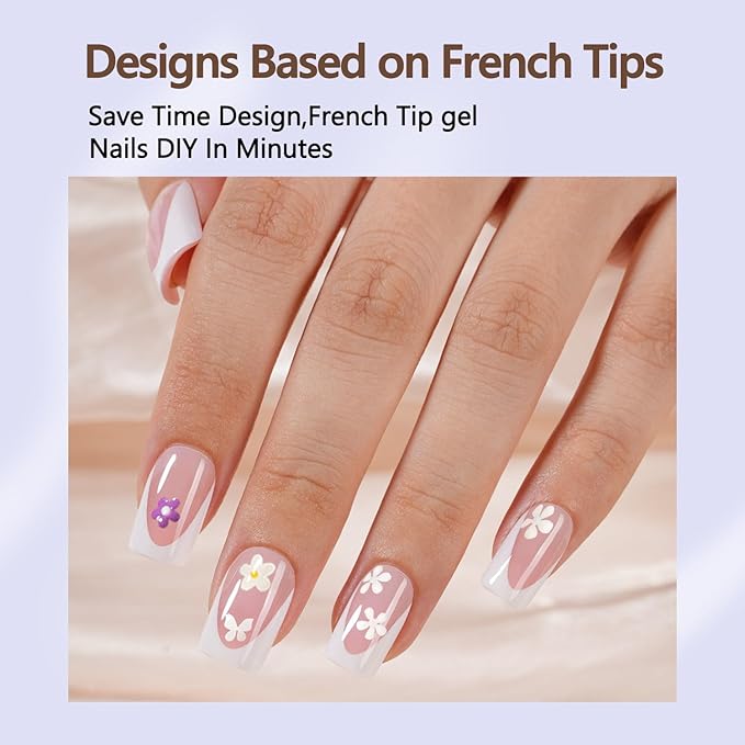 Misssix Deep French Gel Nail Tips, 160Pcs Short French Tip Press on Nails Square, No Need to File Tips Pre-lasting, Fake Nails for Nail Art DIY 16 Sizes