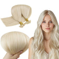 RUNATURE U Tip Hair Extensions Human Hair Platinum Blonde U Tip Hair Extensions 14 Inch Invisible U Tip Keratin Hair Extensions Human Hair Blonde Pre Bonded U Tip Extensions Real Human Hair 50g 50s
