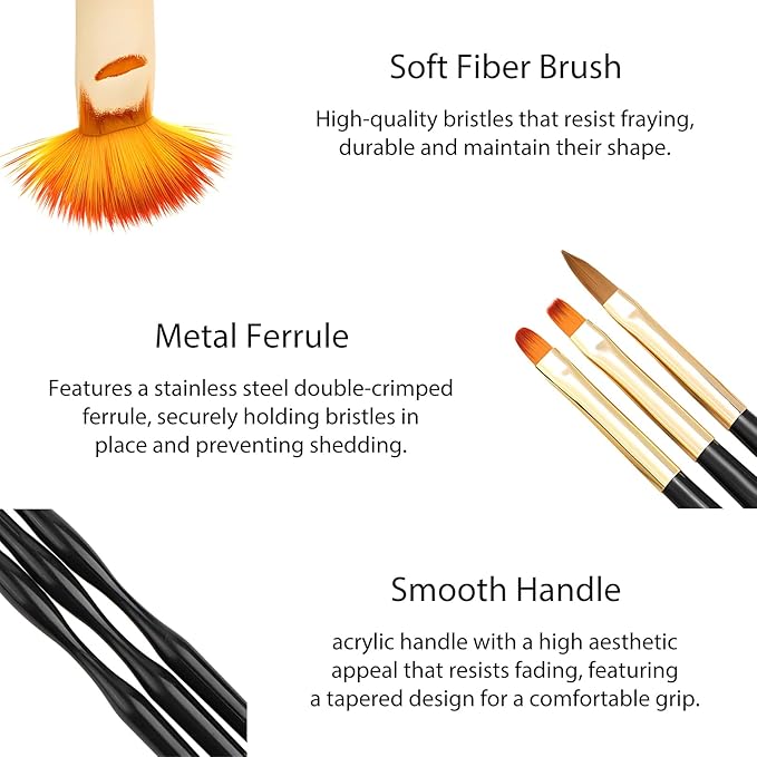 Nail Brush Wooden Nail Brush Acrylic Nail Art Brushes Nail Pens Nail Gradient Brush Nail Design Brushes Nail Art Tools （5Pcs for pack）