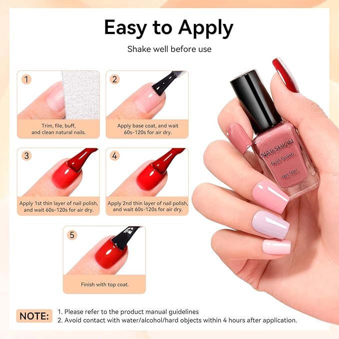 Nude Gray Nail Polish Set Neutral 16 Colors with Base Top Coat Remover Pads, Nude Brown Burgundy Dusty Rose Fast Dry Fingernail Polish Set, Non-Gel, Rich in Castor Oil Nail Art Kit