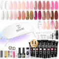 ROSALIND 14 Colors Poly Nail Gel Kit with Mini Nail Lamp Pink Brown Poly Nails Gel Kit Starter Kit With Slip Solution Kit Pink Extensions Gelfor Nail Manicure Beginner