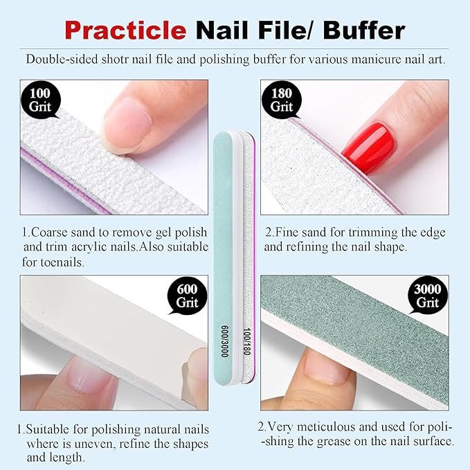 LOUINSTIC Gel Nail Polish Remover-2pcs Gel Polish Remover Kit with 100/180 & 600/3000 Grit Nail Files,2-5 Minutes Quick & Easy Gel Nail Polish Removal at Home, No Irritation,No Need to Soak or Wrap