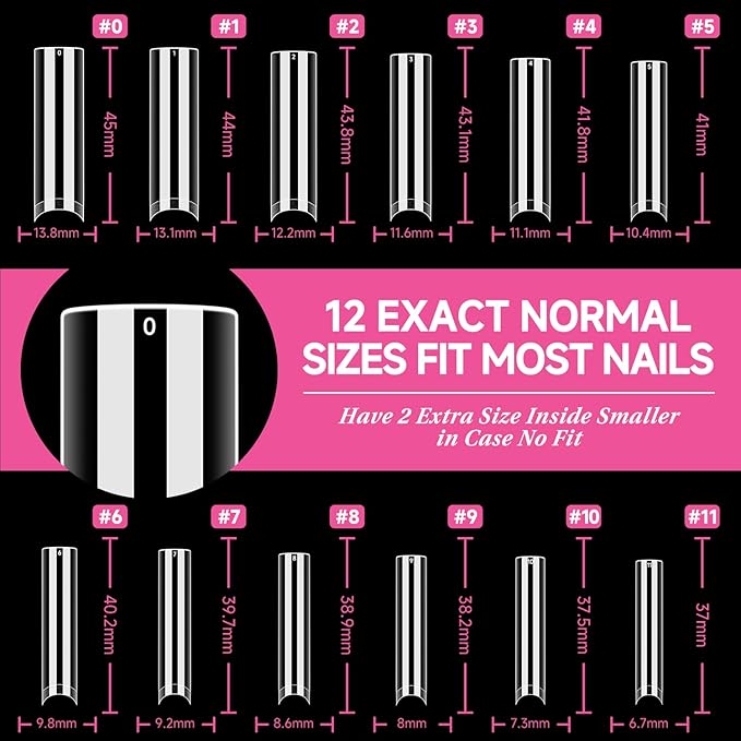 UNA GELLA Nail Tips Square XXL Tips 120 PCS No C Curve Gel Tips Extra Long Square Straight Nails Half Fake Nail Tips No Trace for Acrylic Nails Tips for Home DIY with Box